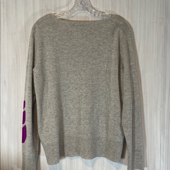 RAFFI CASHMERE LONG SLEEVE HEART SCOOP NECK SWEATER MEDIUM - Picture 5 of 5